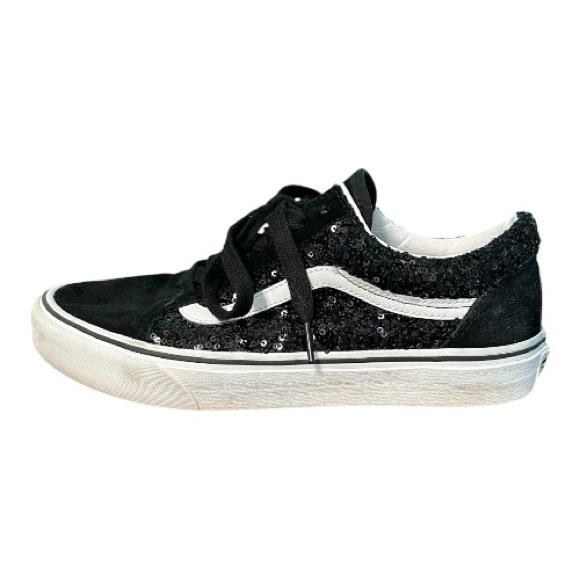 Vans Old Skool Sequins Black and White Tennis Shoes Size 10 - Picture 15 of 16
